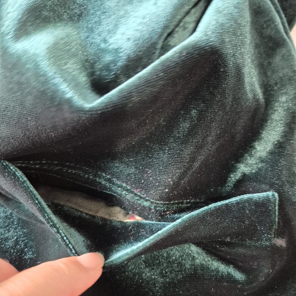 Skies Are Blue Velvet Duster Jacket Size Large Emerald Green Long Blazer Holiday - Picture 9 of 13